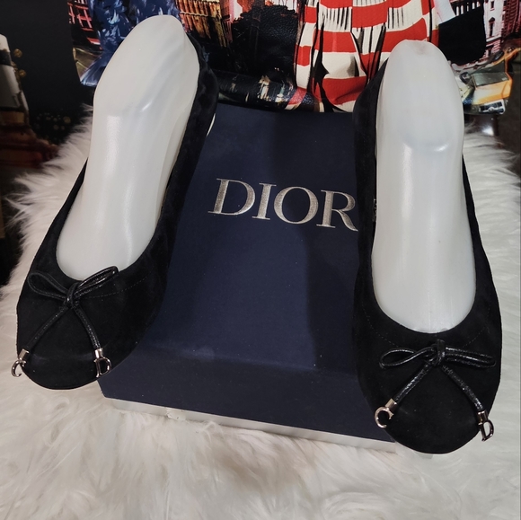 CHRISTIAN DIOR FLATS WOMEN BLACK SUEDE - Picture 9 of 9